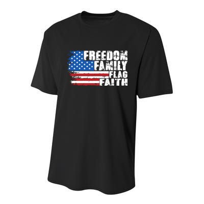 Freedom Family Flag Faith Youth Performance Sprint T-Shirt