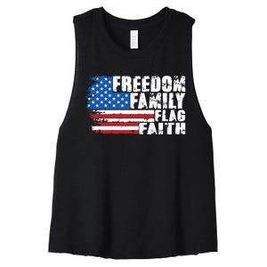 Freedom Family Flag Faith Women's Racerback Cropped Tank