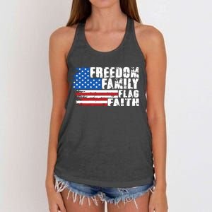 Freedom Family Flag Faith Women's Knotted Racerback Tank