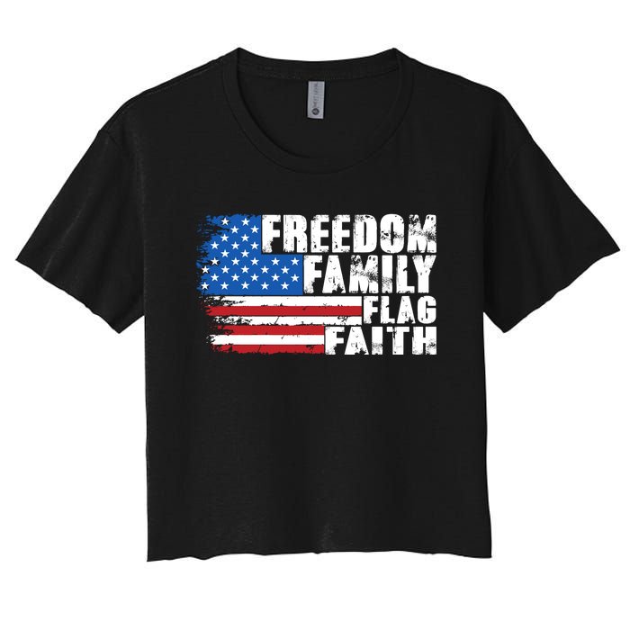 Freedom Family Flag Faith Women's Crop Top Tee