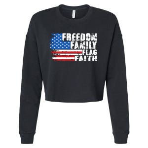 Freedom Family Flag Faith Cropped Pullover Crew