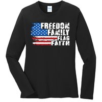 Freedom Family Flag Faith Ladies Long Sleeve Shirt