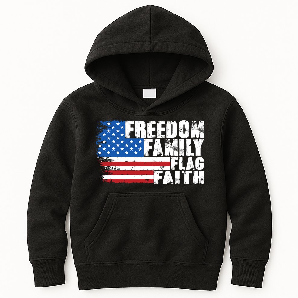 Freedom Family Flag Faith Kids Hoodie