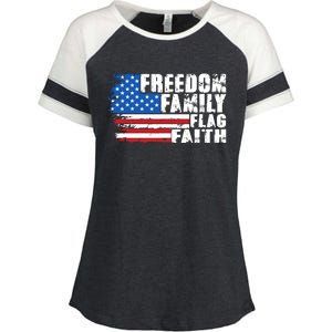 Freedom Family Flag Faith Enza Ladies Jersey Colorblock Tee