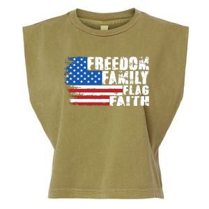 Freedom Family Flag Faith Garment-Dyed Women's Muscle Tee