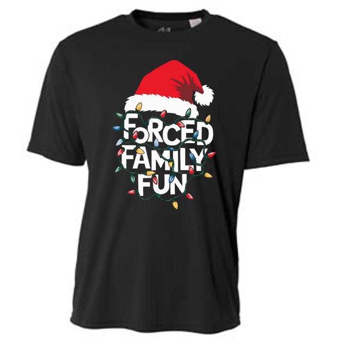 Forced Family Fun Sarcastic Christmas Funny Xmas Pajamas Cooling Performance Crew T-Shirt