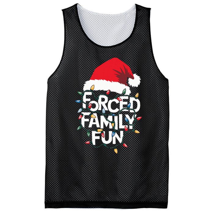 Forced Family Fun Sarcastic Christmas Funny Xmas Pajamas Mesh Reversible Basketball Jersey Tank