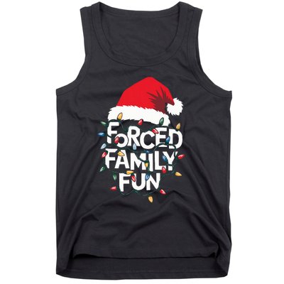 Forced Family Fun Sarcastic Christmas Funny Xmas Pajamas Tank Top