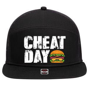 Funny Fast Food Hamburger Cheeseburger Cheat Day Gift 7 Panel Mesh Trucker Snapback Hat