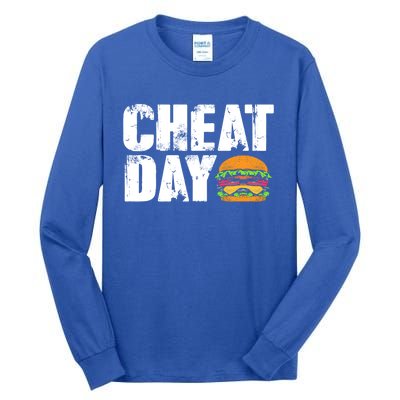 Funny Fast Food Hamburger Cheeseburger Cheat Day Gift Tall Long Sleeve T-Shirt