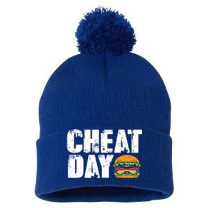 Funny Fast Food Hamburger Cheeseburger Cheat Day Gift Pom Pom 12in Knit Beanie