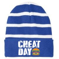 Funny Fast Food Hamburger Cheeseburger Cheat Day Gift Striped Beanie with Solid Band