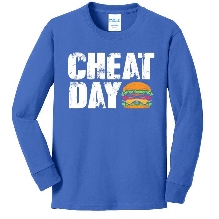 Funny Fast Food Hamburger Cheeseburger Cheat Day Gift Kids Long Sleeve Shirt