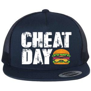 Funny Fast Food Hamburger Cheeseburger Cheat Day Gift Flat Bill Trucker Hat