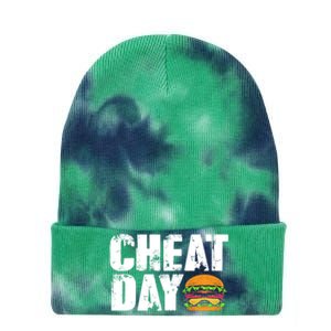 Funny Fast Food Hamburger Cheeseburger Cheat Day Gift Tie Dye 12in Knit Beanie