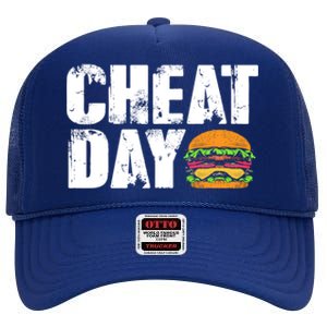 Funny Fast Food Hamburger Cheeseburger Cheat Day Gift High Crown Mesh Back Trucker Hat