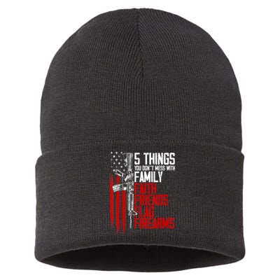 Faith Family Friends Firearms Gun Rights Ar15 American Flag Sustainable Knit Beanie