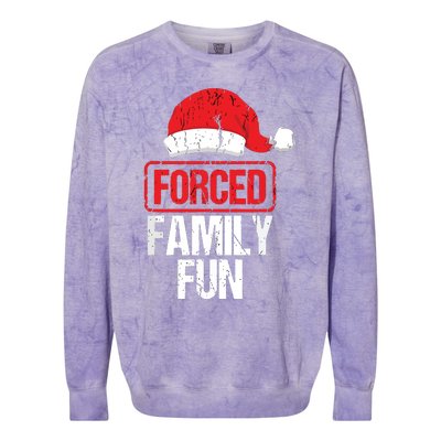 Forced Family Fun Winter Holidays Funny Christmas Colorblast Crewneck Sweatshirt