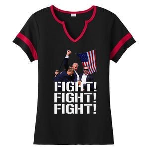 Fight Fight Fight Usa Flag Donald Trump 2024 Rally Presidential Election Ladies Halftime Notch Neck Tee