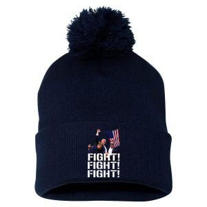 Fight Fight Fight Usa Flag Donald Trump 2024 Rally Presidential Election Pom Pom 12in Knit Beanie