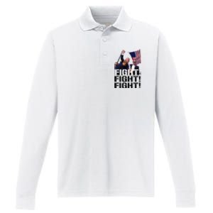 Fight Fight Fight Usa Flag Donald Trump 2024 Rally Presidential Election Performance Long Sleeve Polo