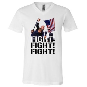 Fight Fight Fight Usa Flag Donald Trump 2024 Rally Presidential Election V-Neck T-Shirt