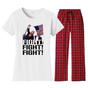 Fight Fight Fight Usa Flag Donald Trump 2024 Rally Presidential Election Women's Flannel Pajama Set