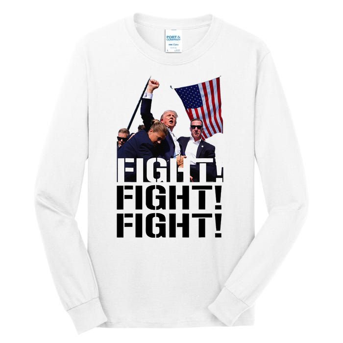 Fight Fight Fight Usa Flag Donald Trump 2024 Rally Presidential Election Tall Long Sleeve T-Shirt