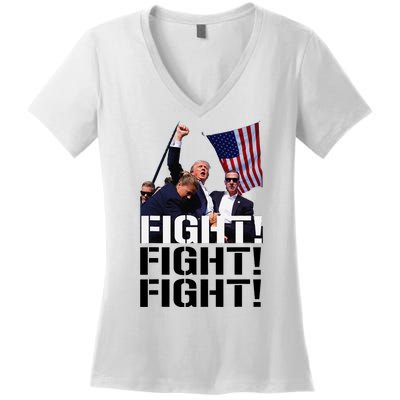 Fight Fight Fight Usa Flag Donald Trump 2024 Rally Presidential Election Women's V-Neck T-Shirt