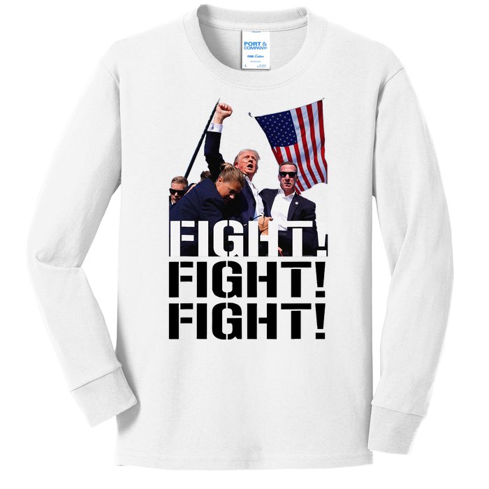 Fight Fight Fight Usa Flag Donald Trump 2024 Rally Presidential Election Kids Long Sleeve Shirt