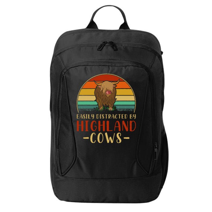 Funny Farming Farmer Gift Easily Distracted By Highland Cow City Backpack