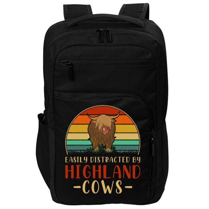 Funny Farming Farmer Gift Easily Distracted By Highland Cow Impact Tech Backpack