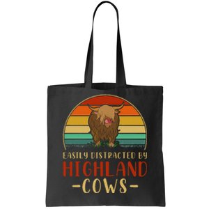 Funny Farming Farmer Gift Easily Distracted By Highland Cow Tote Bag