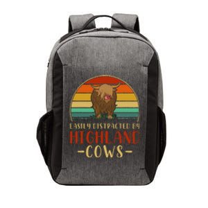 Funny Farming Farmer Gift Easily Distracted By Highland Cow Vector Backpack