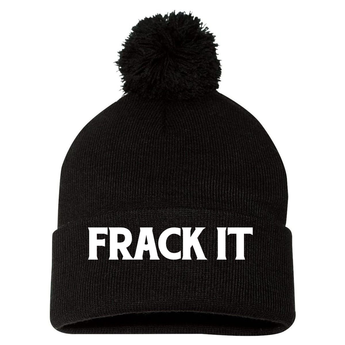 Funny Fracking Pom Pom 12in Knit Beanie