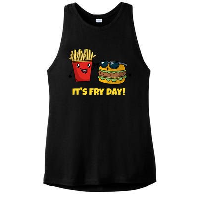 Funny Fast Food Hamburger It's Fry Day Burger Lover Gift Ladies PosiCharge Tri-Blend Wicking Tank