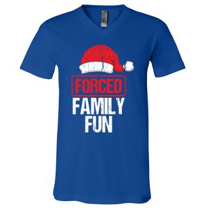 Forced Family Fun Winter Holidays Funny Christmas Gift V-Neck T-Shirt