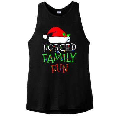 Forced Family Fun Sarcastic Christmas Pajama Family Funny Ladies PosiCharge Tri-Blend Wicking Tank