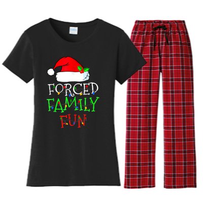 Forced Family Fun Sarcastic Christmas Pajama Family Funny Women's Flannel Pajama Set