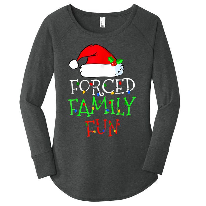 Forced Family Fun Sarcastic Christmas Pajama Family Funny Women's Perfect Tri Tunic Long Sleeve Shirt