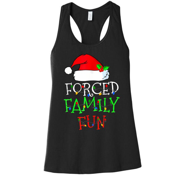 Forced Family Fun Sarcastic Christmas Pajama Family Funny Women's Racerback Tank