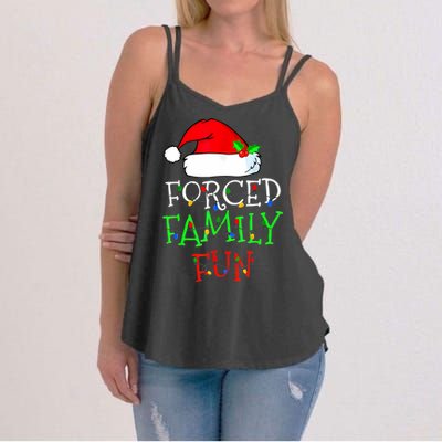 Forced Family Fun Sarcastic Christmas Pajama Family Funny Women's Strappy Tank