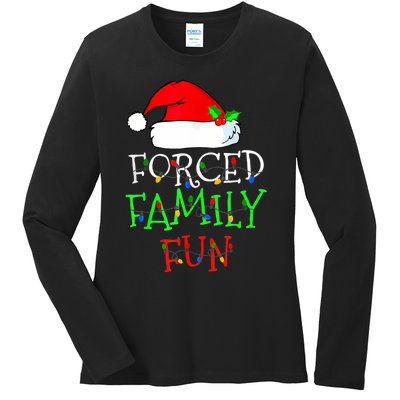 Forced Family Fun Sarcastic Christmas Pajama Family Funny Ladies Long Sleeve Shirt