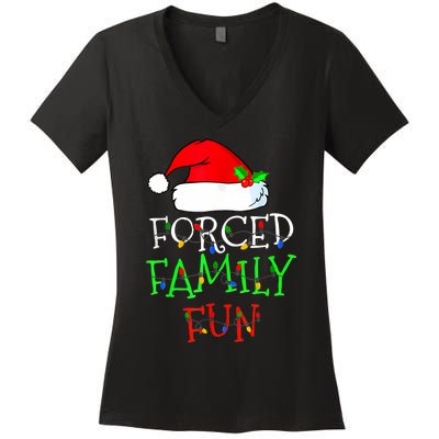 Forced Family Fun Sarcastic Christmas Pajama Family Funny Women's V-Neck T-Shirt