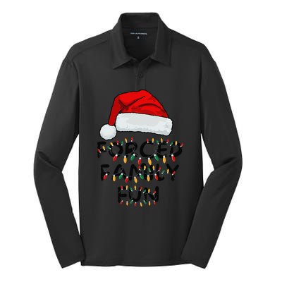 Forced Family Fun Sarcastic Christmas Funny Silk Touch Performance Long Sleeve Polo