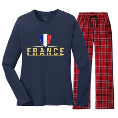 France Football France Soccer Jersey French Women's Long Sleeve Flannel Pajama Set 