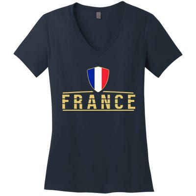 France Football France Soccer Jersey French Women's V-Neck T-Shirt