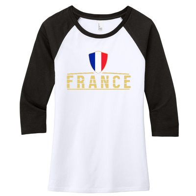 France Football France Soccer Jersey French Women's Tri-Blend 3/4-Sleeve Raglan Shirt