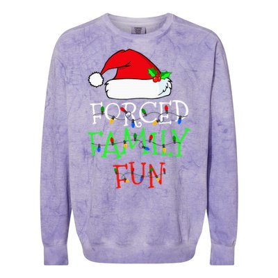 Forced Family Fun Sarcastic Christmas Pajama Family Funny Colorblast Crewneck Sweatshirt