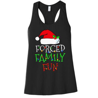 Forced Family Fun Sarcastic Christmas Pajama Family Funny Women's Racerback Tank